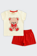 Conjunto Bebê Menina em Cotton Ursinho Ollelê  Off White