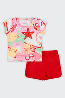 Conjunto Bebê Menina em Meia Malha Happy Days Elian  Rosa