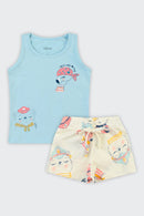 Conjunto Bebê Menina Regata e Short Elian  Azul