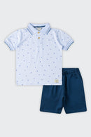 Conjunto Camisa Polo Infantil Menino Coqueiros Alakazoo  Branco