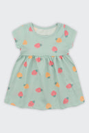 Vestido Bebê Menina em Meia Malha Estampada Brandili  Verde