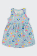 Vestido Bebê Menina em Meia Malha Flores Brandili  Azul