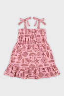 Vestido Infantil Menina Malha Trabalhada Estampada Elian  Rosa