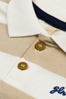 Conjunto Camisa Polo Listrada Infantil Menino Glinny  Bege
