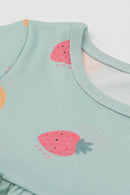 Vestido Bebê Menina em Meia Malha Estampada Brandili  Verde