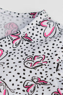 Vestido Infantil Menina Meia Malha Borboletas Boca Grande  Branco