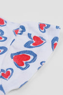 Vestido Infantil Menina Meia Malha Corações Boca Grande  Branco