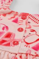 Vestido Infantil Menina Meia Malha Fundo do Mar Elian  Rosa