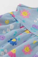 Vestido Bebê Menina em Meia Malha Flores Brandili  Azul