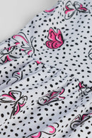 Vestido Infantil Menina Meia Malha Borboletas Boca Grande  Branco