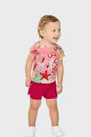 Conjunto Bebê Menina em Meia Malha Happy Days Elian  Rosa