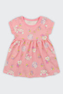 Vestido Bebê Menina em Meia Malha Estampada Brandili  Rosa