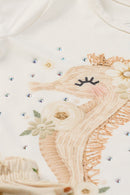 Conjunto Bebê Menina Cavalo-Marinho Alakazoo  Bege