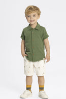 Conjunto Camisa Botão Infantil Menino Alakazoo  Verde