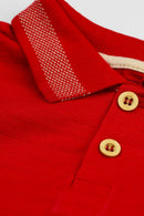 Conjunto Camisa Polo Bebê Menino Festas Alakazoo  Vermelho