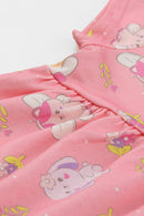 Vestido Bebê Menina em Meia Malha Estampada Brandili  Rosa