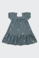 Vestido Infantil Menina Malha Linho Estampada Colorittá  Marinho