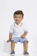 Conjunto Camisa Polo Bebê Menino Festas Alakazoo  Branco
