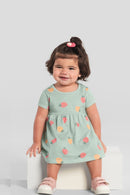 Vestido Bebê Menina em Meia Malha Estampada Brandili  Verde