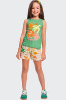 Conjunto Regata Infantil Menina Verão Tropical Fakini  Verde
