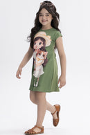 Vestido Meia Malha Amigas Infantil Menina Alakazoo  Verde